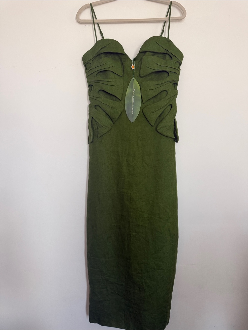 NEW Farm Rio Linen Monstera Leaf Midi Dress size XS 100% linen - Picture 4 of 7